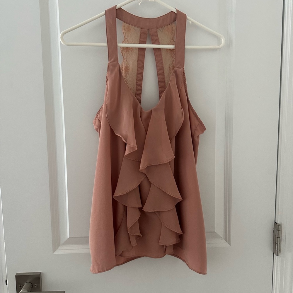 LC Lauren Conrad Blush Ruffle Tank Top